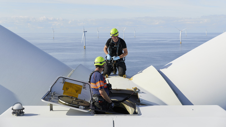 Symbolbild von Arbeiten im Windpark Anholt.