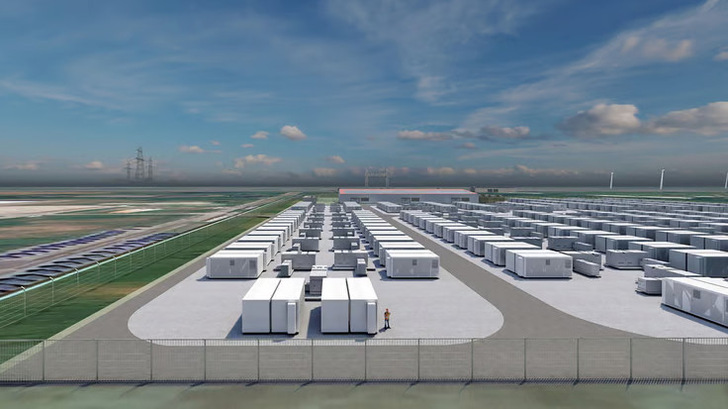Schematischer Aufbau des Batteriespeichers in Brunsbütte.
