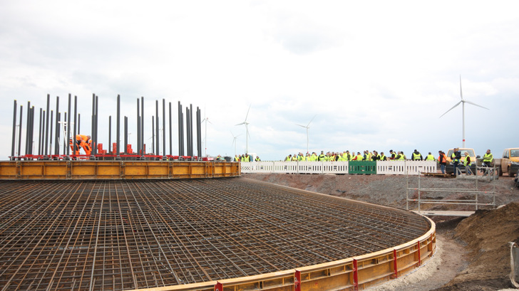 Repoweringprojekt Gevensleben der Landwind-Gruppe: Unumstritten ist, dass diese Flachfundament beim Rückbau in ferner Zukunft aus dem Boden muss.  