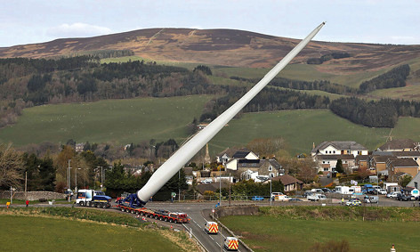 Rotorblatt einer Windturbine im schottischen Selkirk
