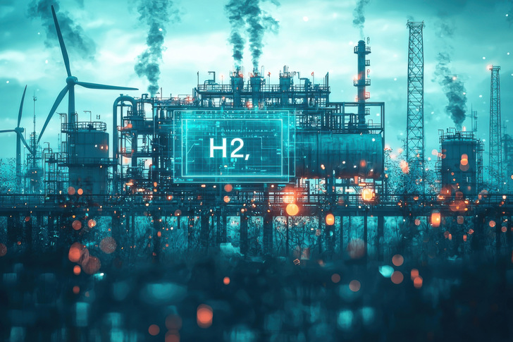 Wasserstoff in Industrieanlagen (KI-Illustration)