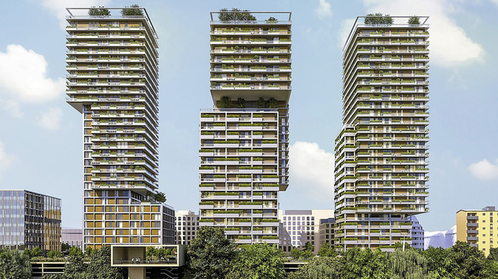 Die Triiiple-Türme stehen im Wiener Stadtteil Erdberg. Im linken Turm entstanden unter anderem Studierendenapartments, in den anderen beiden hauptsächlich Eigentumswohnungen.