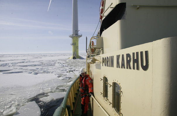 Finnischer Premieren-Offshore-Windpark Tahkoluoto mit 42 Megawatt (MW) von 2017. Dessen Erweiterung auf bis zu 900 MW könnte zum ersten modernen Offshore-Windpark des Landes führen.