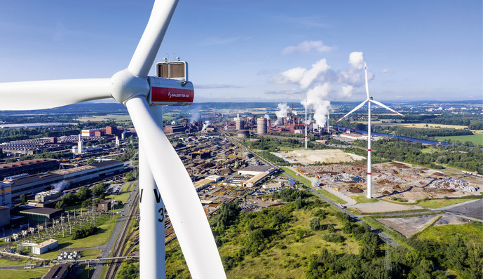 Windrad bei Salzgitter Flachstahl