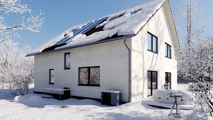 Nur im Neubau die Regel: Eine Wärmepumpe im Einfamilienhaus.