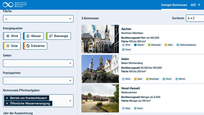 In der Datenbank kann auch nach der Verknüpfung von Klimaschutzmaßnahmen und kommunalen Pflichtaufgaben recherchiert werden.