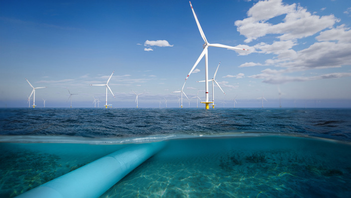 Wasserstofferzeugung im Offshore-Windpark erfordert hybride Kabel- und Pipelineanbindungen