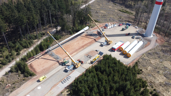 Windpark Höringhausen mit fünf V162-6.2 MW, projektiert von Koehler Renewable Energy und Qair, Anfang Mai 2025: Start in die nächste Bauphase