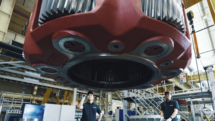 Planetengetriebestufe in der Fertigung der Winergy-Getriebe