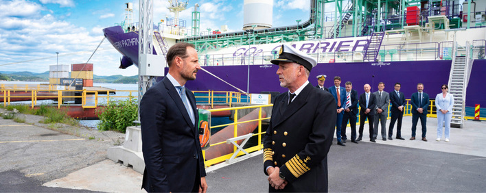 Geadelt durch royalen Besuch: Norwegens Kronprinz Haakon auf Stippvisite bei Northern Lights in Bergen zum Start der EU-geförderten kommerziellen CO2 -Einlagerung unter dem Meeresboden
