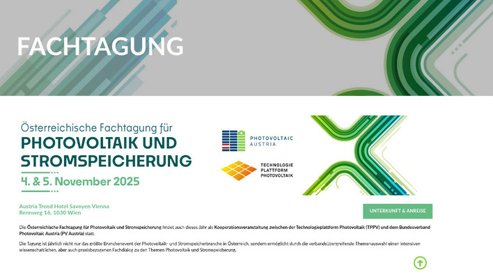 Die österreichische Solar- und Speicherbranche trifft sich Anfang November 2025 in Wien.