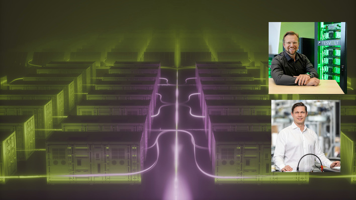 Marcus Ulbricht (oben) ist bei Tesvolt der Experte für Cyber Security & Cyber Compliance Energiehandel. Simon Schandert ist technischer Geschäftsführer des Wittenberger Speicherherstellers.