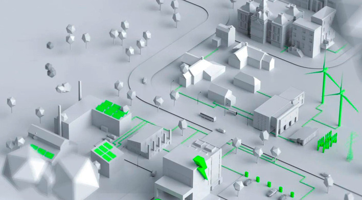 © Foto: greenventory Energieleitplanung für eine Stadt, digital veranschaulicht