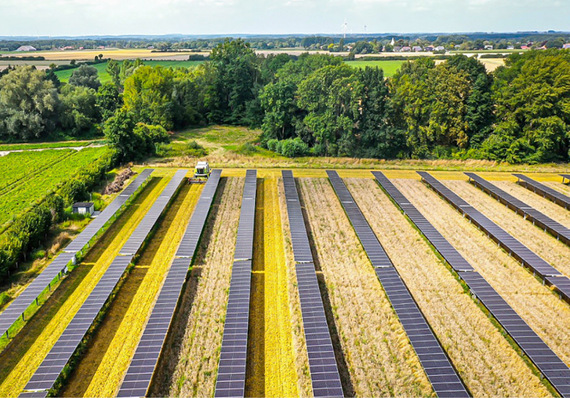 Durch die Tracker kann der Landwirt die Fläche fast komplett weiterhin für den Ackerbau nutzen.