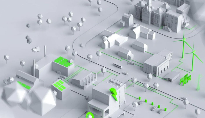 Energieleitplanung für eine Stadt, digital veranschaulicht