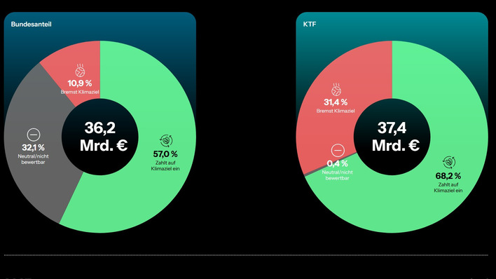 Die Zahlen für 2026: Nur 57 Prozent des Geldes aus der Bundessäule des Sondervermögens und 68 Prozent aus dem KTF nutzen dem Klimaschutz.