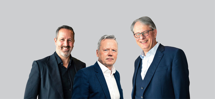 1,8 Milliarden Euro eingesammelt: Nextwind-Führung mit (von links) Co-­Geschäftsführer Lars B. Meyer, ­ausführender ­Geschäftsführer Ewald ­Woste, Co-Geschäftsführer Werner Süß