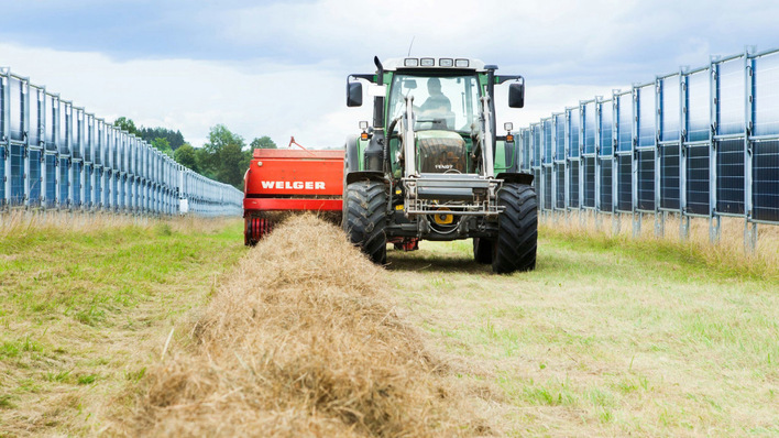 Die vertikale Aufständerung der Module ist vorteilhaft für die Vermarktung des Stroms.