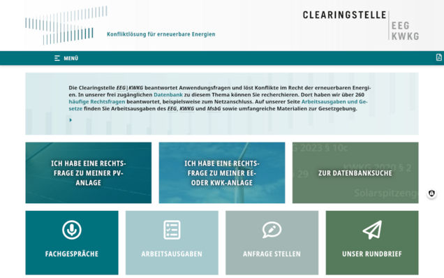 Die Clearingstelle veröffentlicht regelmäßig Entscheidungen zur Auslegung des EEG.