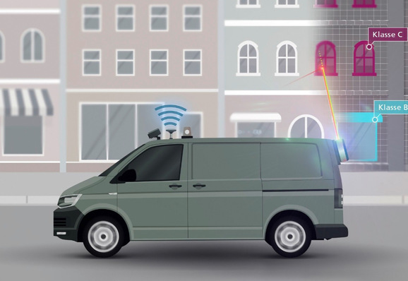 Das Fraunhofer IPM hat ein Messfahrzeug durch die Straßen Freiburgs geschickt, um mit einem Lichtsensor Messdaten zur Energieeffizienz der Gebäude zu erfassen.